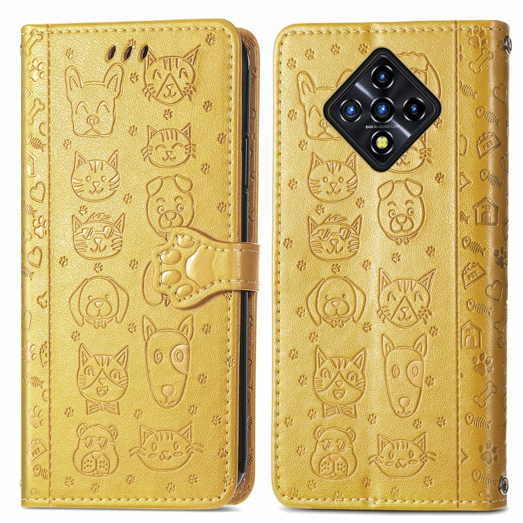 For Infinix Zero 8 Cat and Dog Embossed Horizontal Flip Phone Leather Case with Holder & Card Slot & Wallet & Lanyard