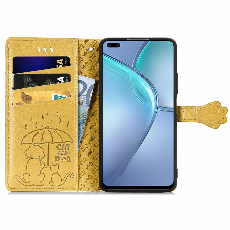 For Infinix Zero 8 Cat and Dog Embossed Horizontal Flip Phone Leather Case with Holder & Card Slot & Wallet & Lanyard