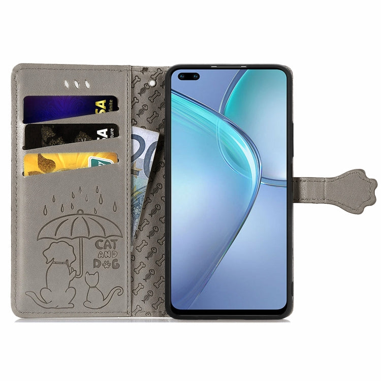 For Infinix Zero 8 Cat and Dog Embossed Horizontal Flip Phone Leather Case with Holder & Card Slot & Wallet & Lanyard