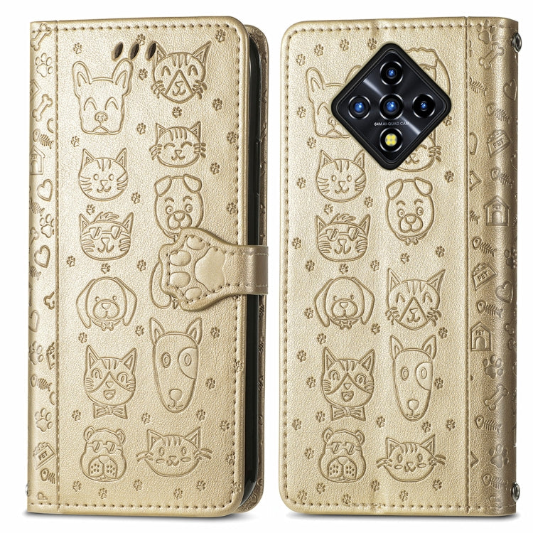 For Infinix Zero 8 Cat and Dog Embossed Horizontal Flip Phone Leather Case with Holder & Card Slot & Wallet & Lanyard