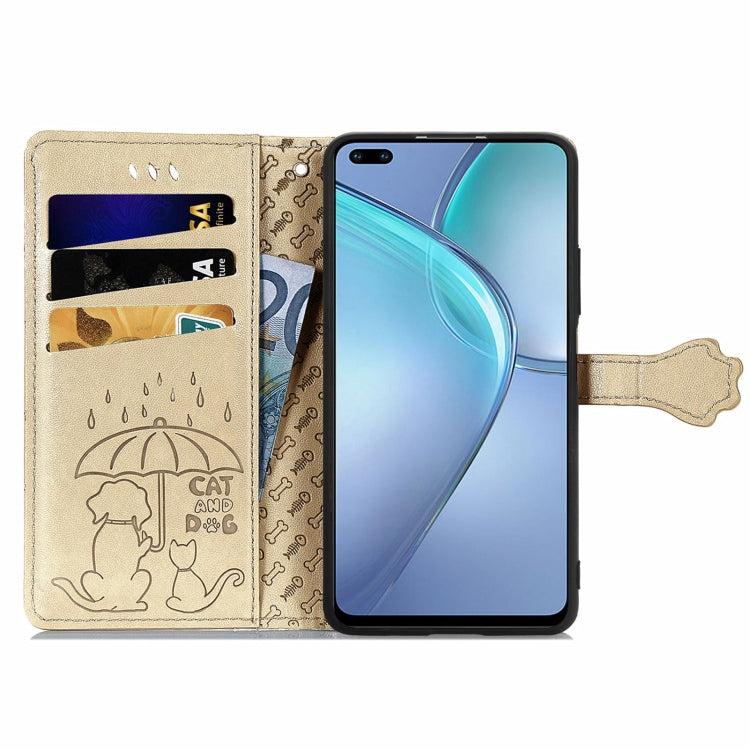 For Infinix Zero 8 Cat and Dog Embossed Horizontal Flip Phone Leather Case with Holder & Card Slot & Wallet & Lanyard
