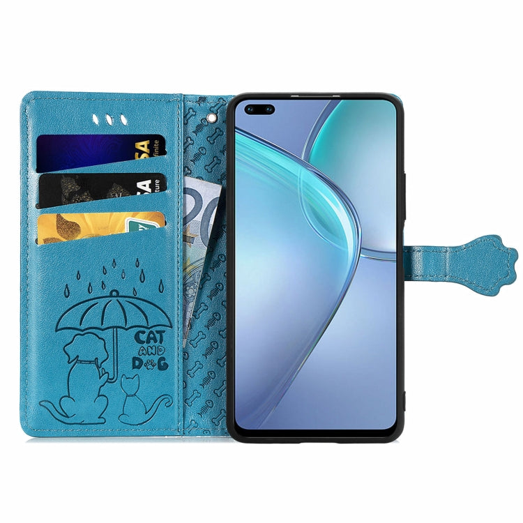 For Infinix Zero 8 Cat and Dog Embossed Horizontal Flip Phone Leather Case with Holder & Card Slot & Wallet & Lanyard