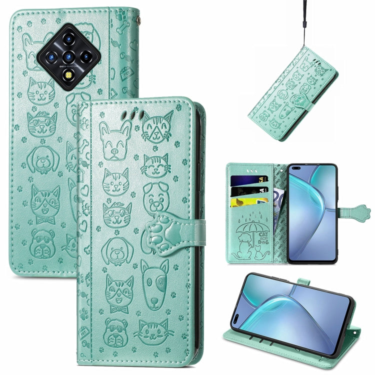 For Infinix Zero 8 Cat and Dog Embossed Horizontal Flip Phone Leather Case with Holder & Card Slot & Wallet & Lanyard