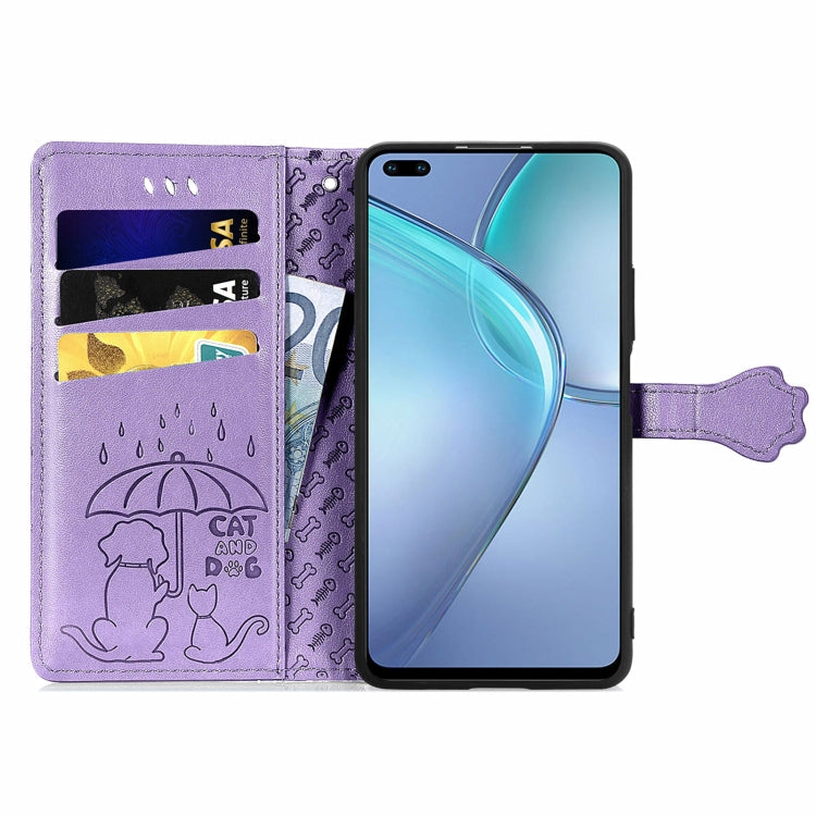 For Infinix Zero 8 Cat and Dog Embossed Horizontal Flip Phone Leather Case with Holder & Card Slot & Wallet & Lanyard