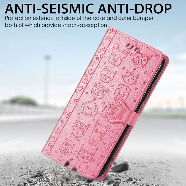 For OPPO Realme C21Y Cat and Dog Embossed Horizontal Flip Phone Leather Case with Holder & Card Slot & Wallet & Lanyard