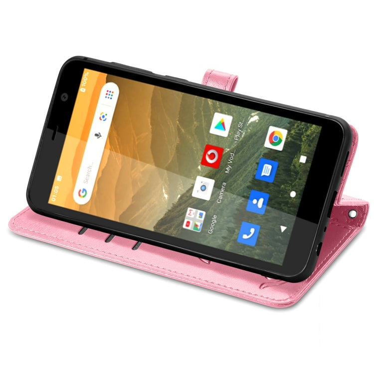 For Vodafone Smart E11 Cat and Dog Embossed Horizontal Flip Phone Leather Case with Holder & Card Slot & Wallet & Lanyard