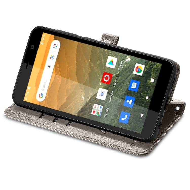 For Vodafone Smart E11 Cat and Dog Embossed Horizontal Flip Phone Leather Case with Holder & Card Slot & Wallet & Lanyard
