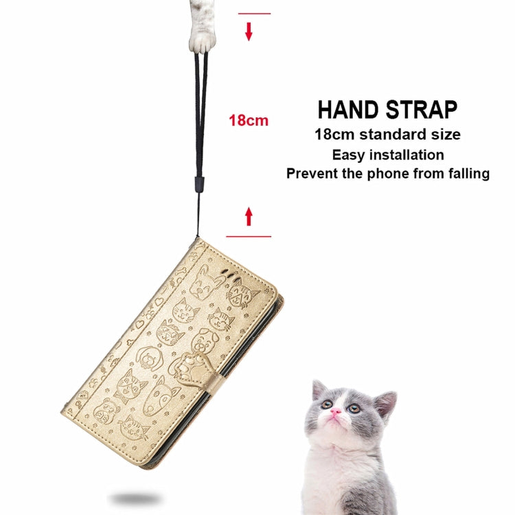 For Vodafone Smart E11 Cat and Dog Embossed Horizontal Flip Phone Leather Case with Holder & Card Slot & Wallet & Lanyard