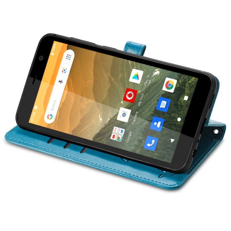 For Vodafone Smart E11 Cat and Dog Embossed Horizontal Flip Phone Leather Case with Holder & Card Slot & Wallet & Lanyard