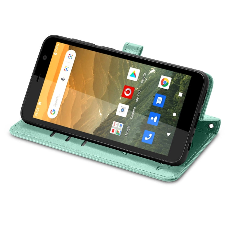 For Vodafone Smart E11 Cat and Dog Embossed Horizontal Flip Phone Leather Case with Holder & Card Slot & Wallet & Lanyard