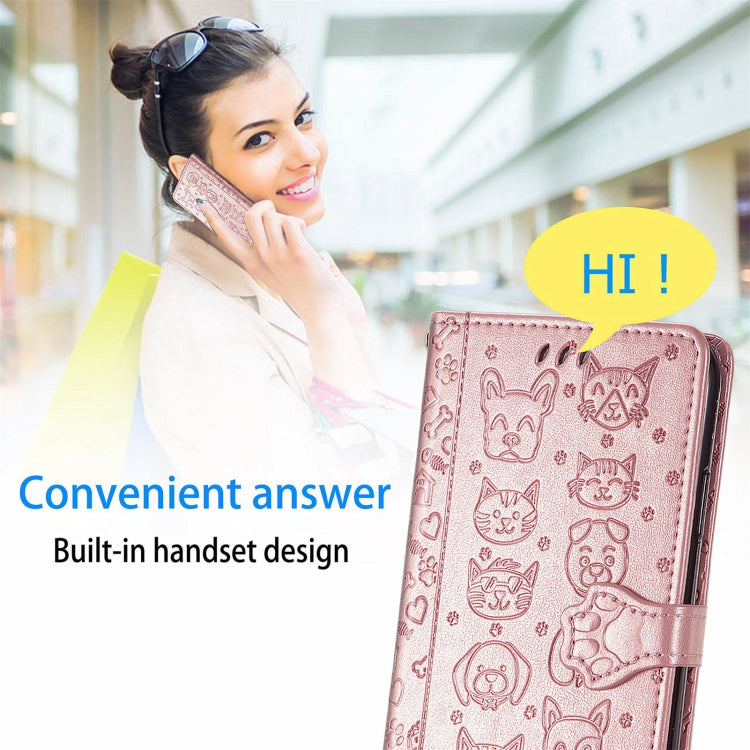 For Vodafone Smart E11 Cat and Dog Embossed Horizontal Flip Phone Leather Case with Holder & Card Slot & Wallet & Lanyard