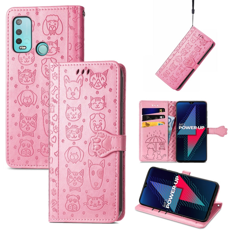 For Wiko Power U30 Cat and Dog Embossed Horizontal Flip Phone Leather Case with Holder & Card Slot & Wallet & Lanyard