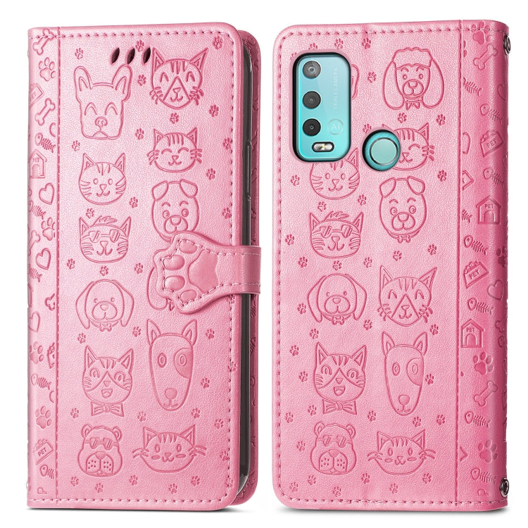 For Wiko Power U30 Cat and Dog Embossed Horizontal Flip Phone Leather Case with Holder & Card Slot & Wallet & Lanyard