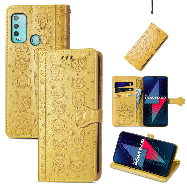 For Wiko Power U30 Cat and Dog Embossed Horizontal Flip Phone Leather Case with Holder & Card Slot & Wallet & Lanyard