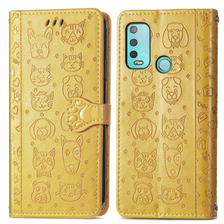 For Wiko Power U30 Cat and Dog Embossed Horizontal Flip Phone Leather Case with Holder & Card Slot & Wallet & Lanyard