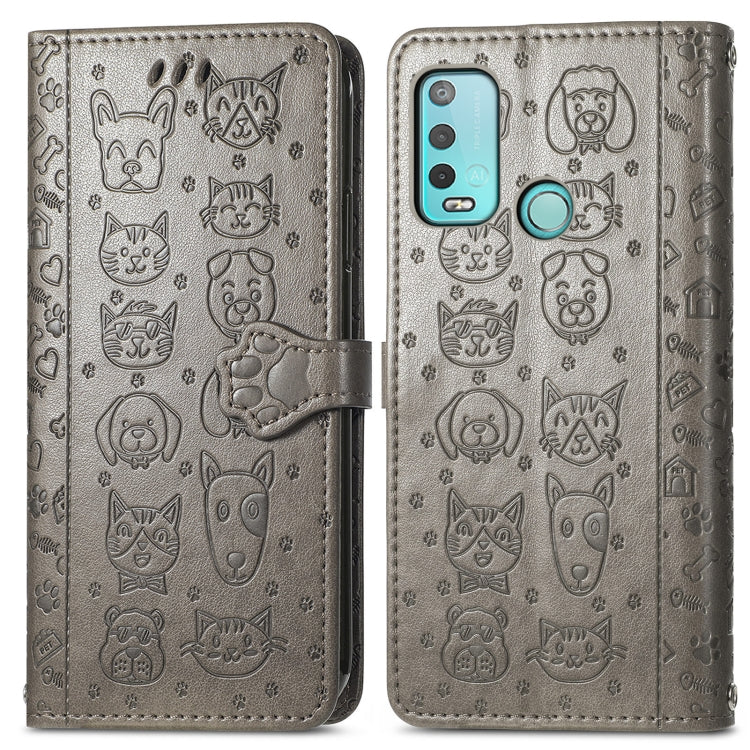 For Wiko Power U30 Cat and Dog Embossed Horizontal Flip Phone Leather Case with Holder & Card Slot & Wallet & Lanyard