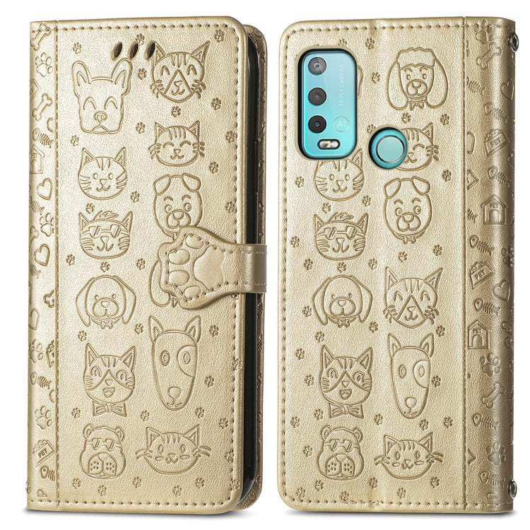 For Wiko Power U30 Cat and Dog Embossed Horizontal Flip Phone Leather Case with Holder & Card Slot & Wallet & Lanyard