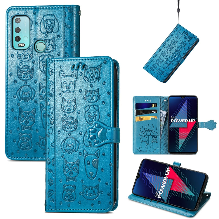 For Wiko Power U30 Cat and Dog Embossed Horizontal Flip Phone Leather Case with Holder & Card Slot & Wallet & Lanyard