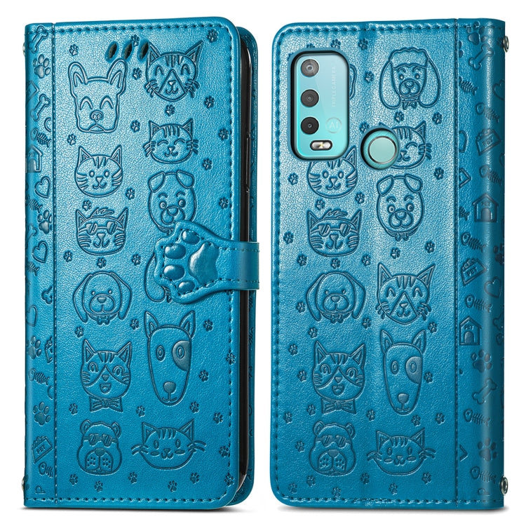 For Wiko Power U30 Cat and Dog Embossed Horizontal Flip Phone Leather Case with Holder & Card Slot & Wallet & Lanyard