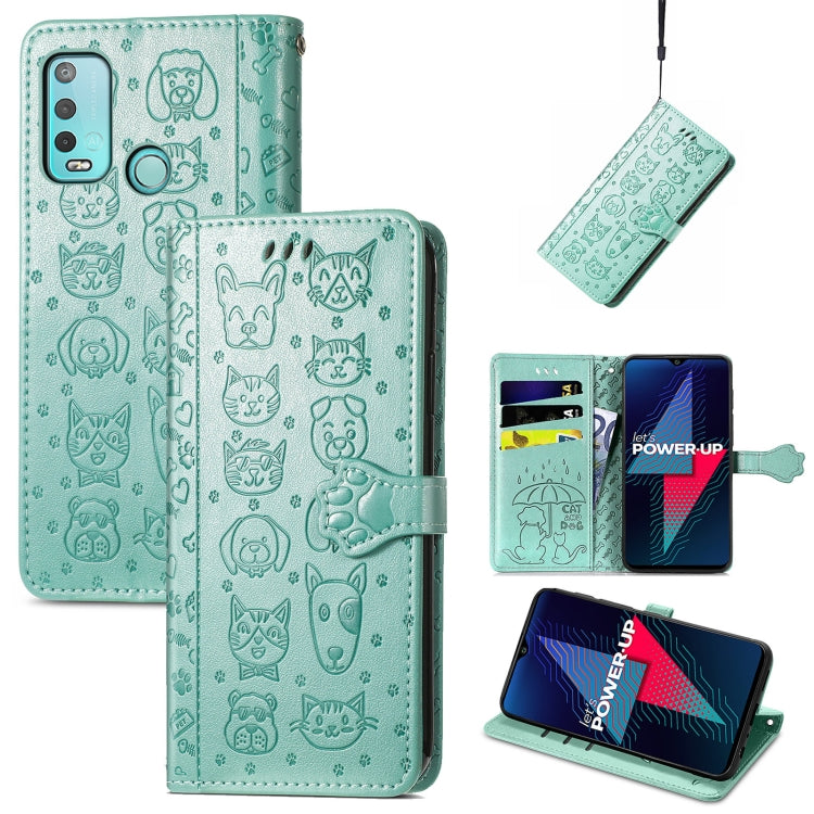 For Wiko Power U30 Cat and Dog Embossed Horizontal Flip Phone Leather Case with Holder & Card Slot & Wallet & Lanyard