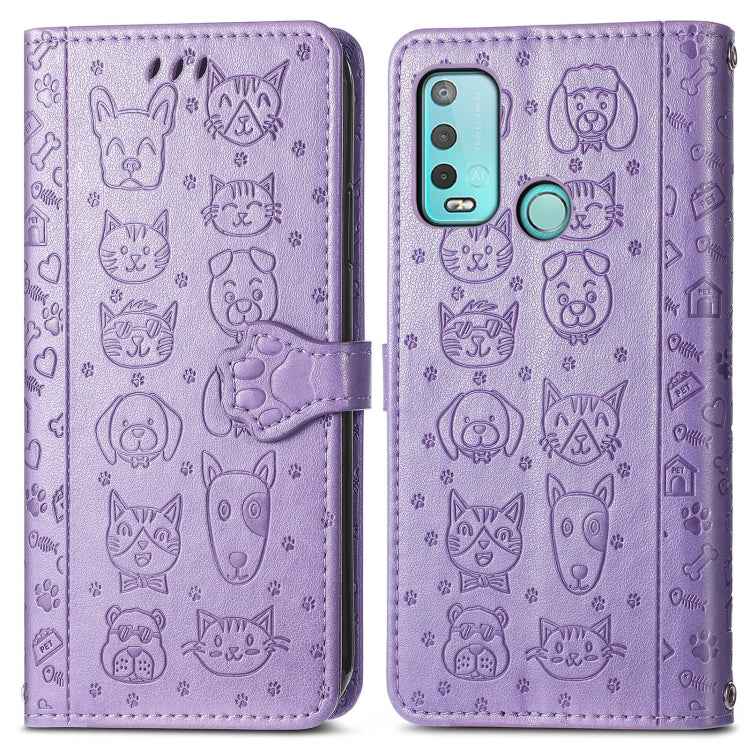 For Wiko Power U30 Cat and Dog Embossed Horizontal Flip Phone Leather Case with Holder & Card Slot & Wallet & Lanyard