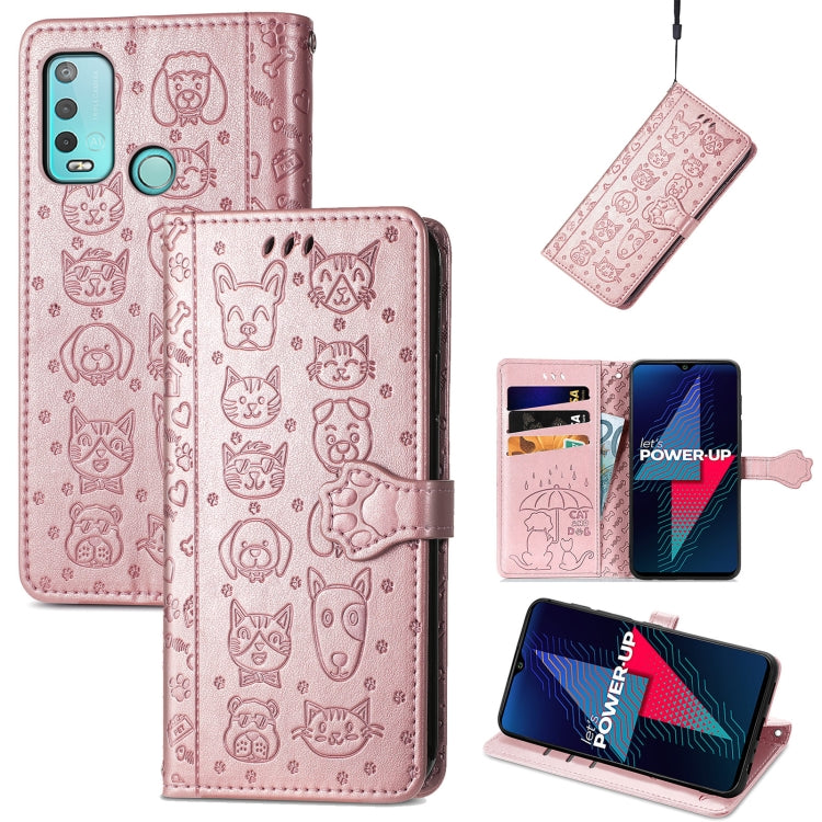For Wiko Power U30 Cat and Dog Embossed Horizontal Flip Phone Leather Case with Holder & Card Slot & Wallet & Lanyard