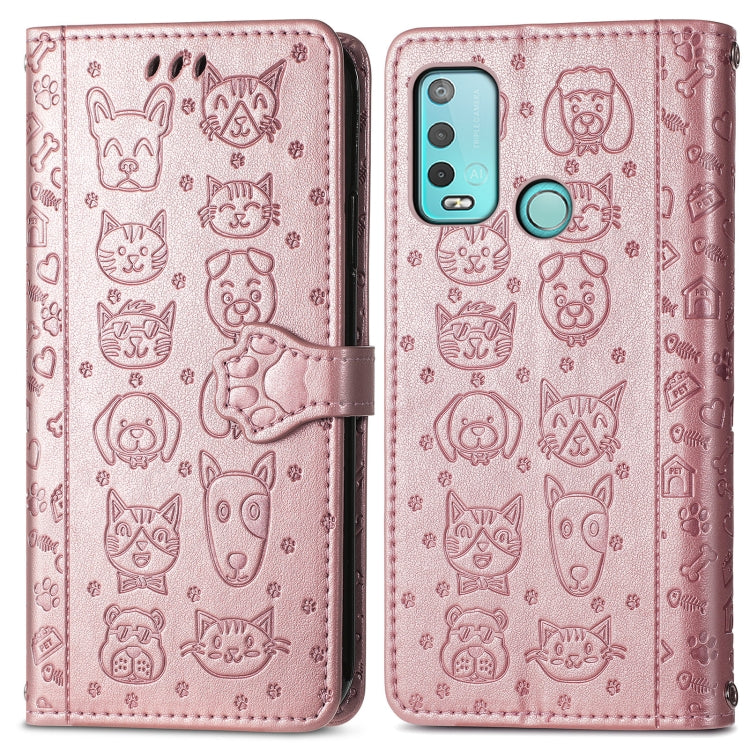 For Wiko Power U30 Cat and Dog Embossed Horizontal Flip Phone Leather Case with Holder & Card Slot & Wallet & Lanyard