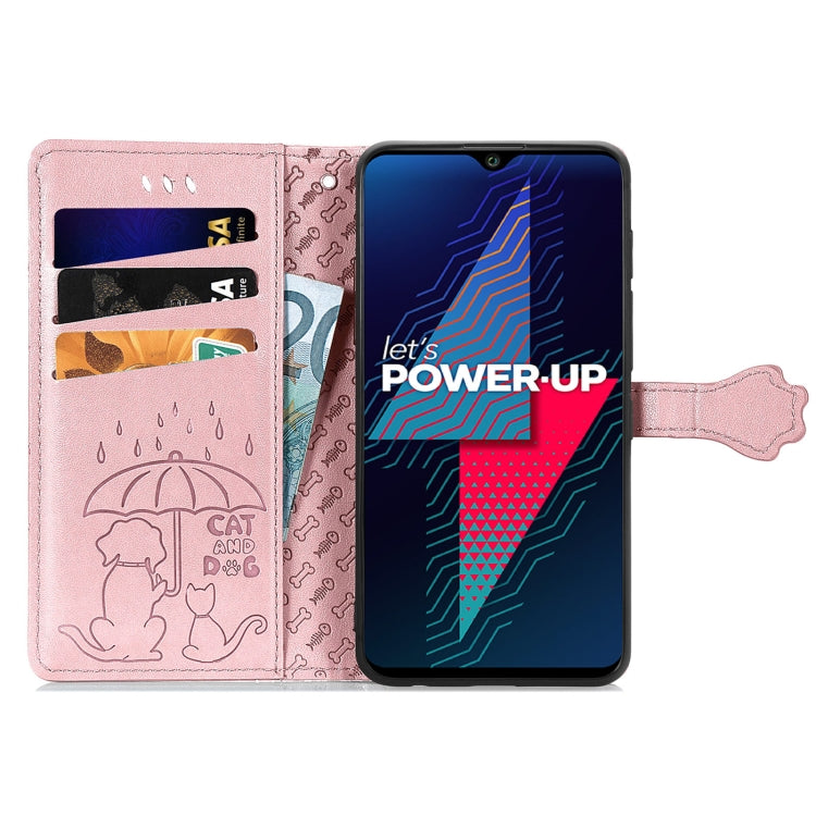 For Wiko Power U30 Cat and Dog Embossed Horizontal Flip Phone Leather Case with Holder & Card Slot & Wallet & Lanyard