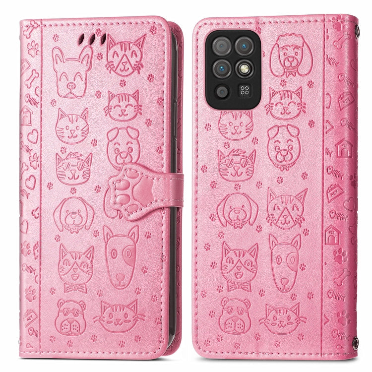 For Honor Play 5T Youth Cat and Dog Embossed Horizontal Flip Phone Leather Case with Holder & Card Slot & Wallet & Lanyard