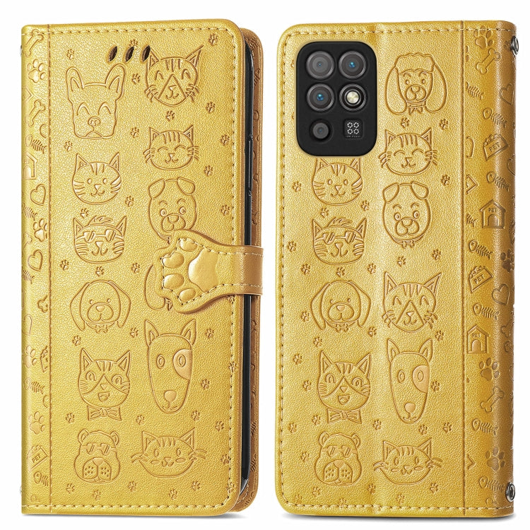 For Honor Play 5T Youth Cat and Dog Embossed Horizontal Flip Phone Leather Case with Holder & Card Slot & Wallet & Lanyard