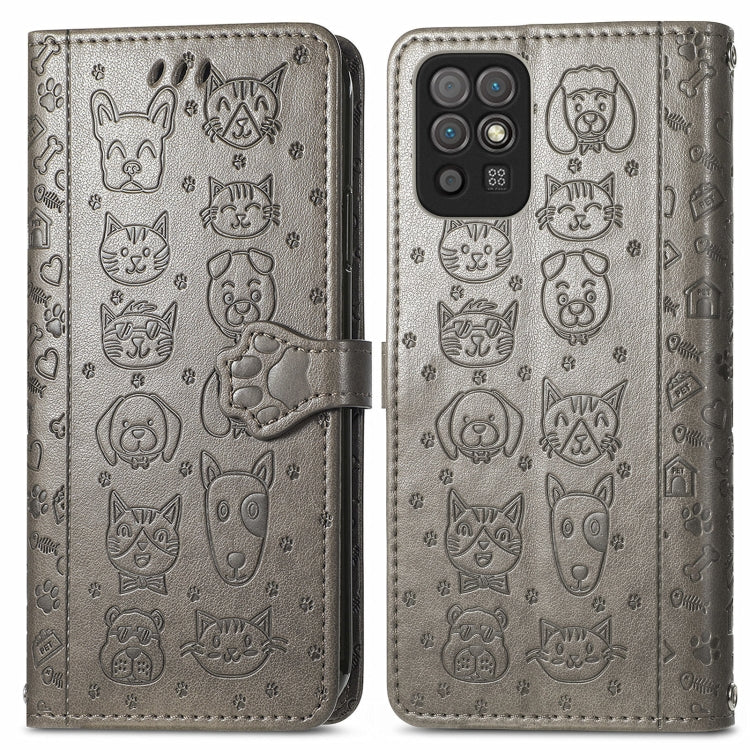 For Honor Play 5T Youth Cat and Dog Embossed Horizontal Flip Phone Leather Case with Holder & Card Slot & Wallet & Lanyard