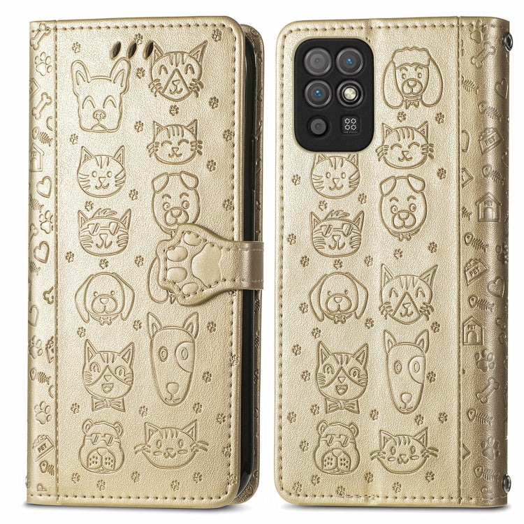 For Honor Play 5T Youth Cat and Dog Embossed Horizontal Flip Phone Leather Case with Holder & Card Slot & Wallet & Lanyard