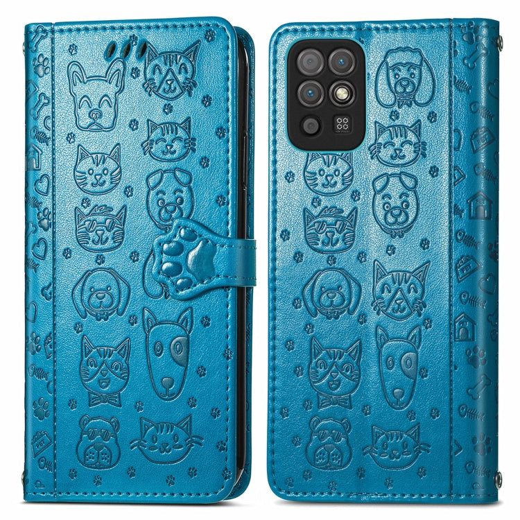 For Honor Play 5T Youth Cat and Dog Embossed Horizontal Flip Phone Leather Case with Holder & Card Slot & Wallet & Lanyard