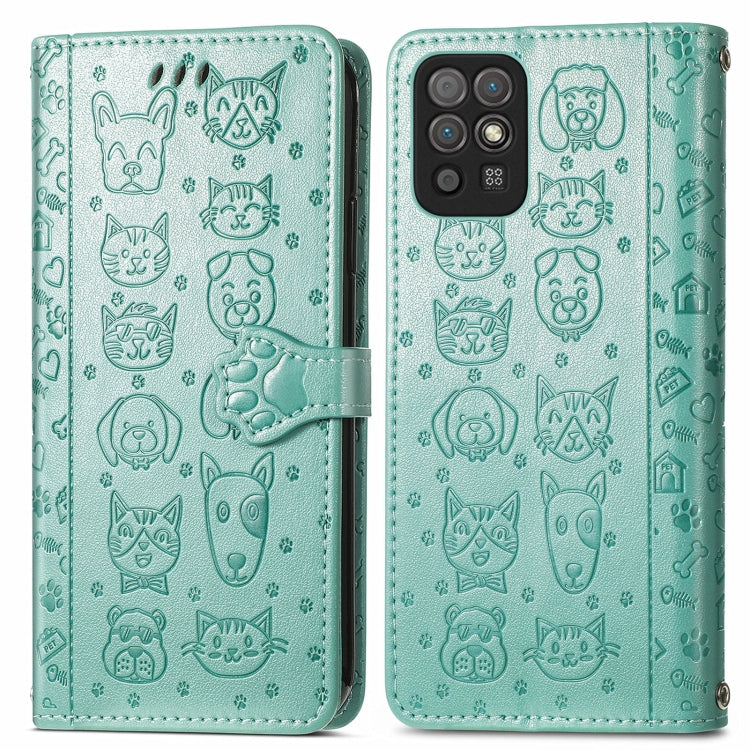 For Honor Play 5T Youth Cat and Dog Embossed Horizontal Flip Phone Leather Case with Holder & Card Slot & Wallet & Lanyard