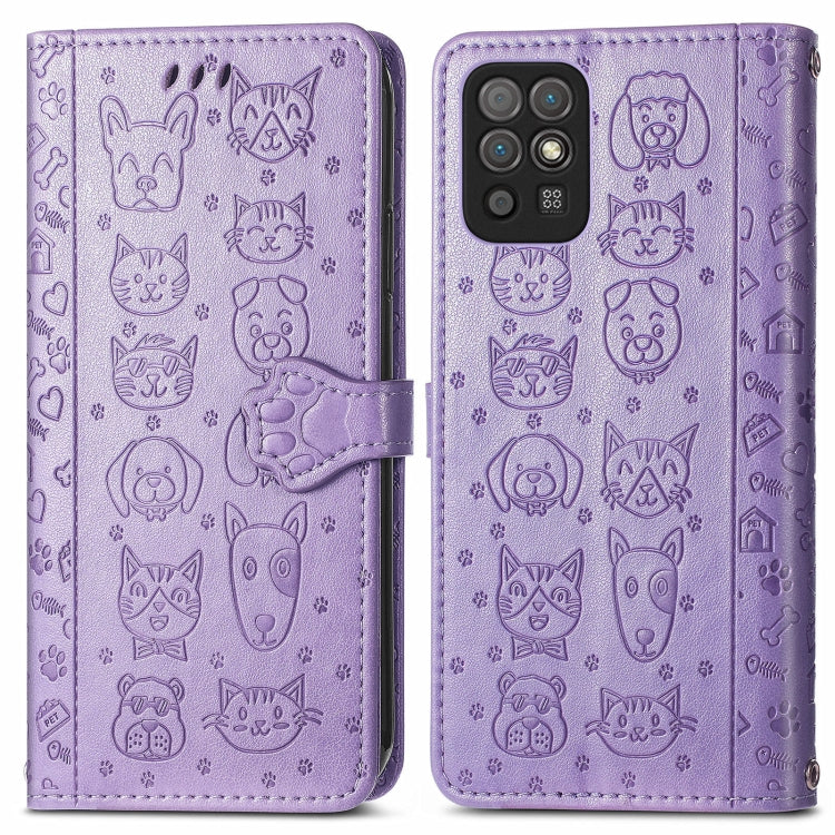 For Honor Play 5T Youth Cat and Dog Embossed Horizontal Flip Phone Leather Case with Holder & Card Slot & Wallet & Lanyard