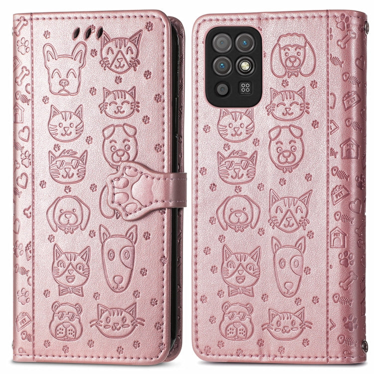 For Honor Play 5T Youth Cat and Dog Embossed Horizontal Flip Phone Leather Case with Holder & Card Slot & Wallet & Lanyard