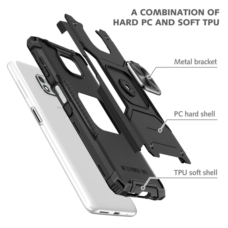 For Motorola Moto G Power (2021) Magnetic Armor Shockproof TPU + PC Phone Case with Metal Ring Holder