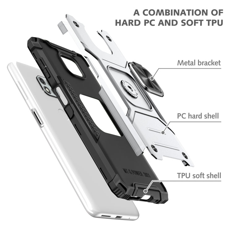 For Motorola Moto G Power (2021) Magnetic Armor Shockproof TPU + PC Phone Case with Metal Ring Holder