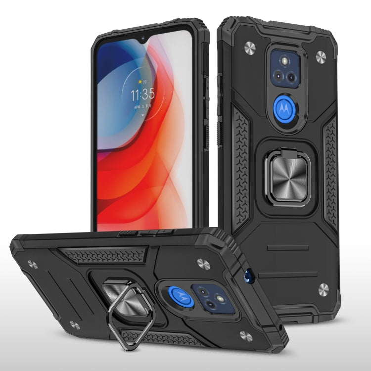 For Motorola Moto G Play (2021) Magnetic Armor Shockproof TPU + PC Phone Case with Metal Ring Holder