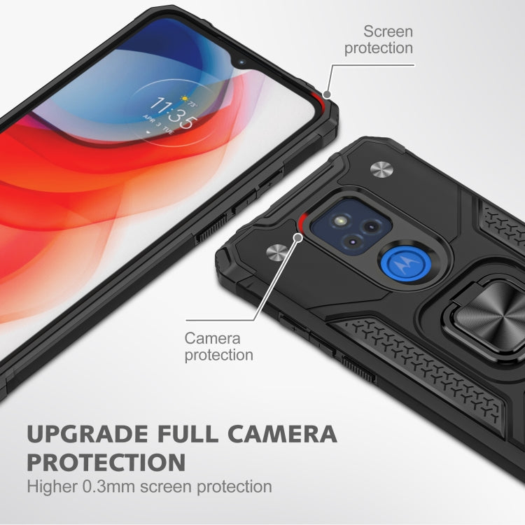 For Motorola Moto G Play (2021) Magnetic Armor Shockproof TPU + PC Phone Case with Metal Ring Holder