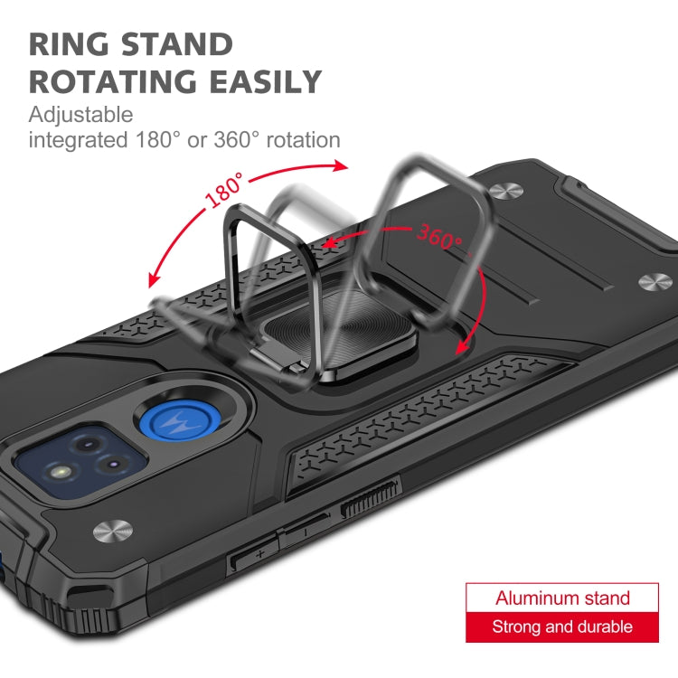 For Motorola Moto G Play (2021) Magnetic Armor Shockproof TPU + PC Phone Case with Metal Ring Holder