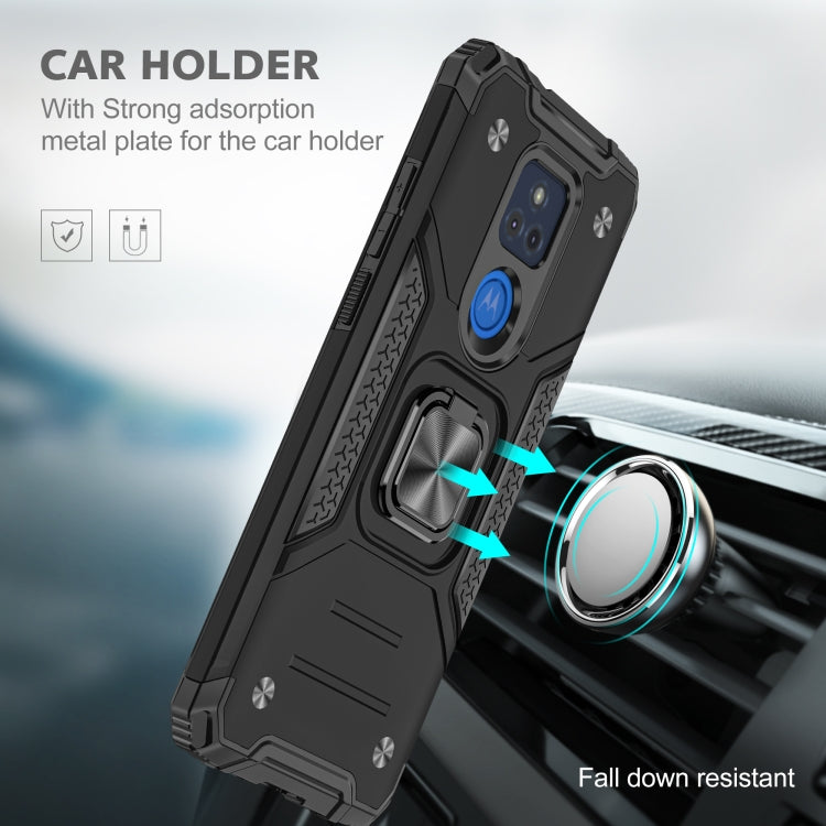 For Motorola Moto G Play (2021) Magnetic Armor Shockproof TPU + PC Phone Case with Metal Ring Holder