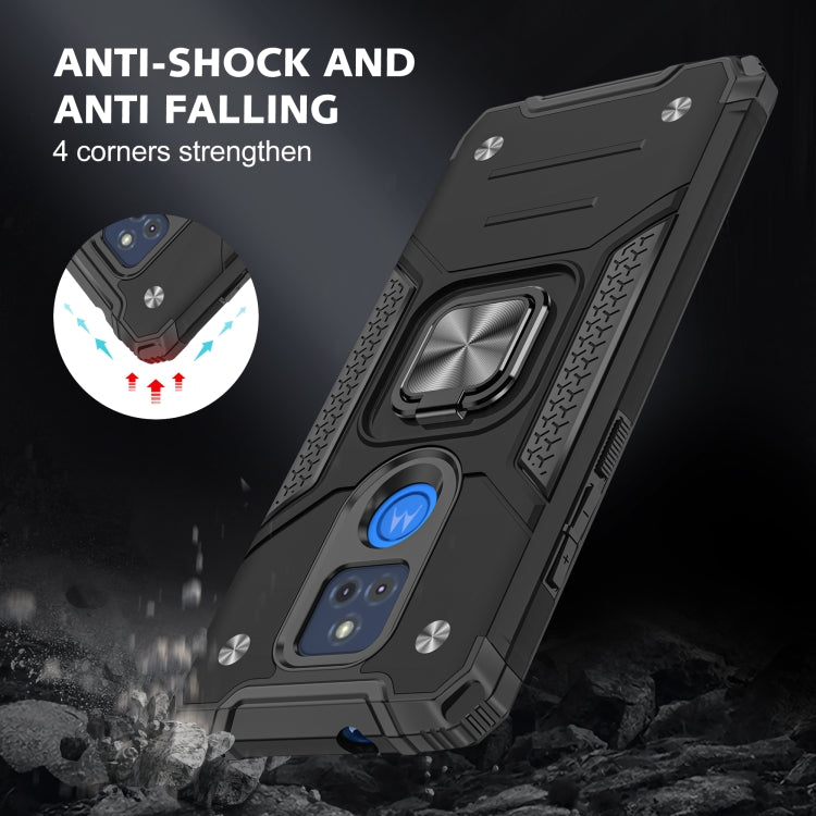 For Motorola Moto G Play (2021) Magnetic Armor Shockproof TPU + PC Phone Case with Metal Ring Holder