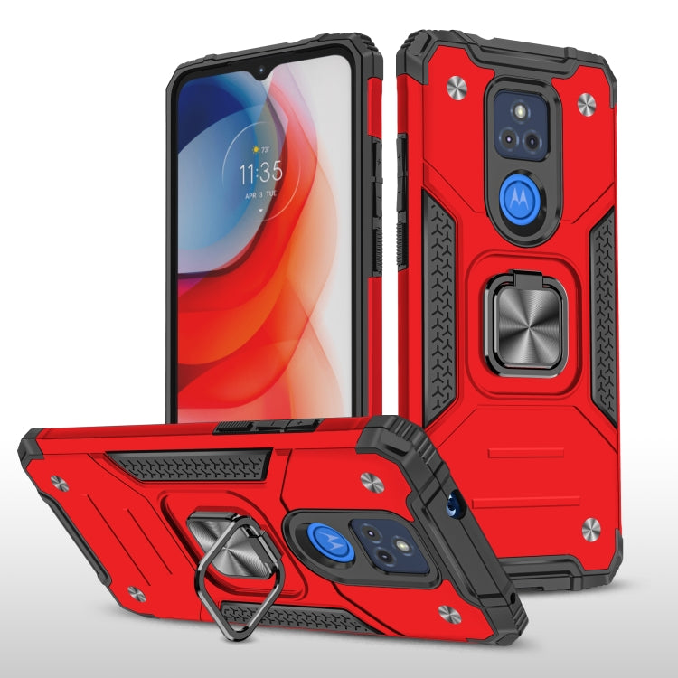 For Motorola Moto G Play (2021) Magnetic Armor Shockproof TPU + PC Phone Case with Metal Ring Holder