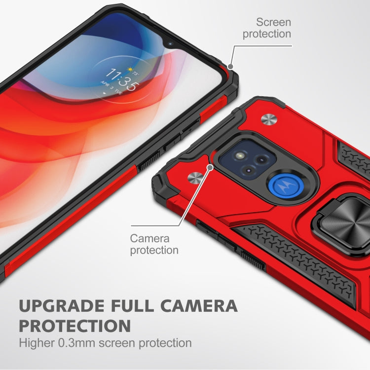 For Motorola Moto G Play (2021) Magnetic Armor Shockproof TPU + PC Phone Case with Metal Ring Holder