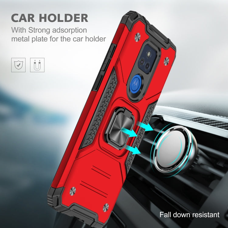 For Motorola Moto G Play (2021) Magnetic Armor Shockproof TPU + PC Phone Case with Metal Ring Holder