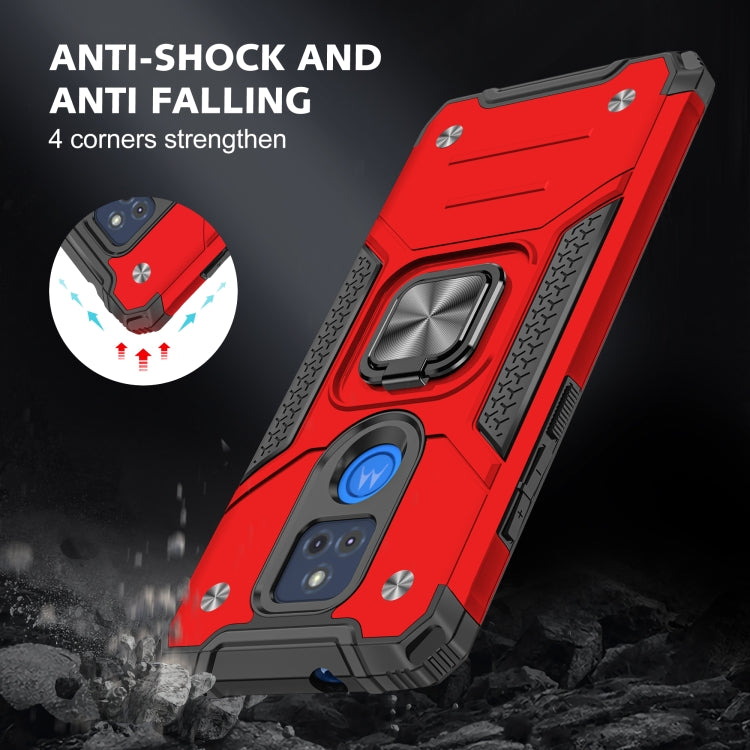 For Motorola Moto G Play (2021) Magnetic Armor Shockproof TPU + PC Phone Case with Metal Ring Holder