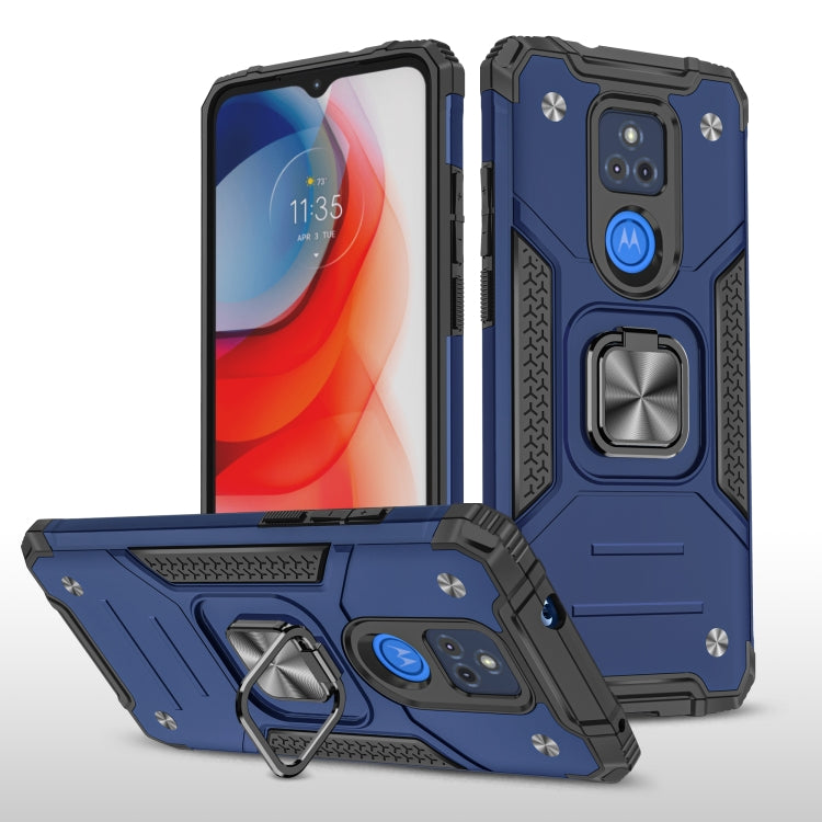 For Motorola Moto G Play (2021) Magnetic Armor Shockproof TPU + PC Phone Case with Metal Ring Holder