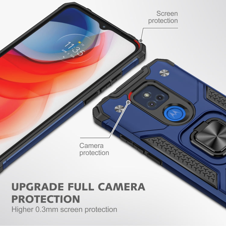 For Motorola Moto G Play (2021) Magnetic Armor Shockproof TPU + PC Phone Case with Metal Ring Holder
