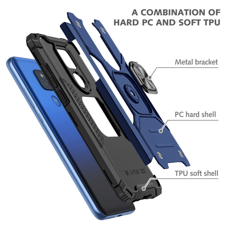 For Motorola Moto G Play (2021) Magnetic Armor Shockproof TPU + PC Phone Case with Metal Ring Holder